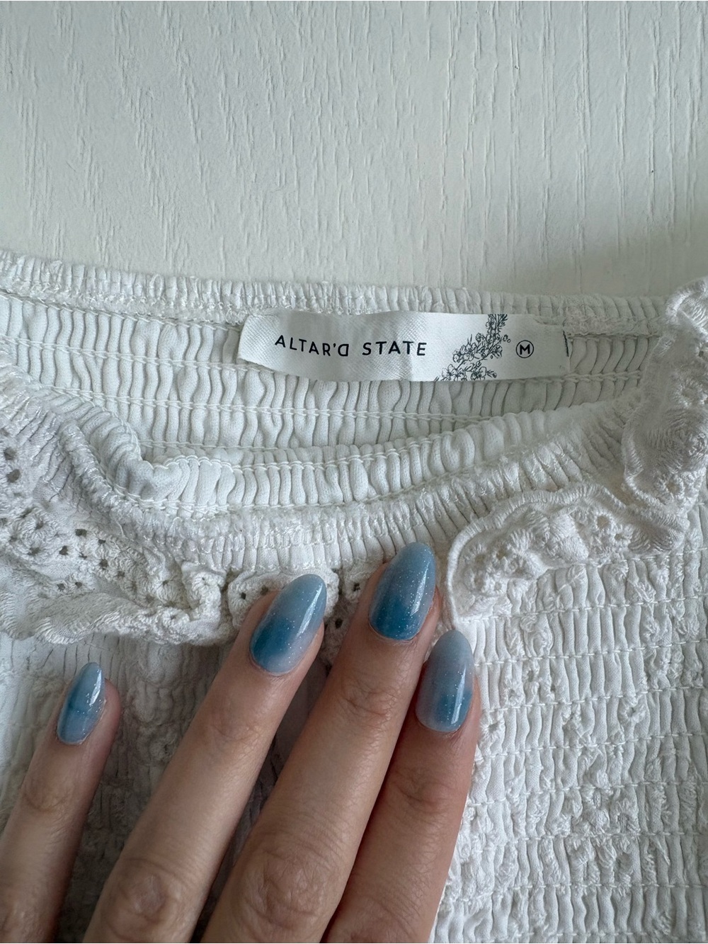 White Eyelet Mini Dress with Tie Front - Picture 8 of 11